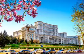 Exterior view of the Palace of the Parliament in Bucharest, Romania