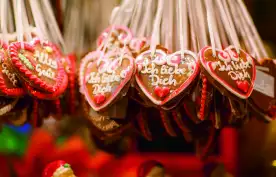 Gingerbread Hearts at German Christmas Market in Nuremberg, Germany