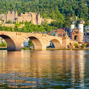 The Karl Theodor bridge over the Neckar river in Heidelberg, Germany