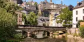 View of Luxembourg city and bridge over the Alzette river in Western Europe