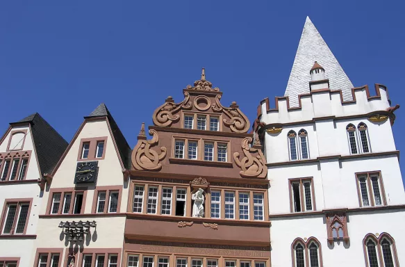 Traditional white houses in Trier city, Germany