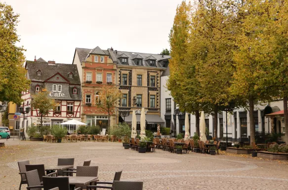 Historic buildings in Andernach town on an Autumn day in Germany