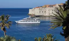 Distant exterior view of the MV Corona