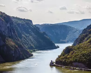 The Mraconia Monastery on the Danube river at the iron gates in Romania